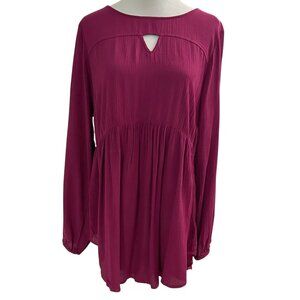 Torrid Women's Plus Size 1X 14-16 Red Beet Gauze Babydoll Top Blouse NWT